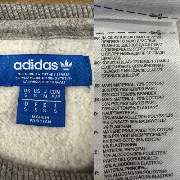 Adidas Originals Trefoil Crew Sweatshirt in Gray Size Small - Picture 10 of 12